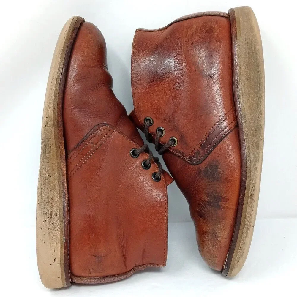 RED WING 595 Chukka Leather Boots Brown Mens Size 5.5 D Made In USA